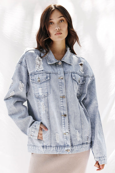 Distressed denim jacket - Miss Sparkling