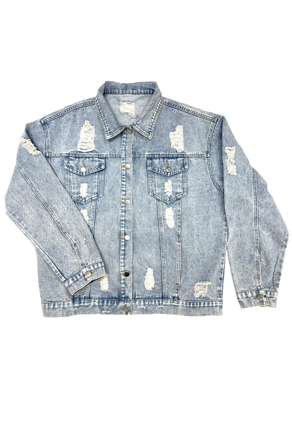 Distressed denim jacket - Miss Sparkling
