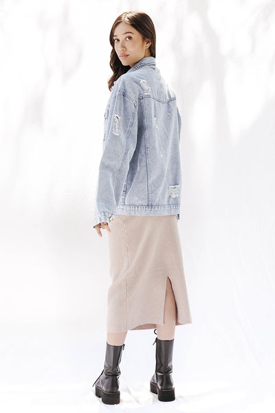 Distressed denim jacket - Miss Sparkling