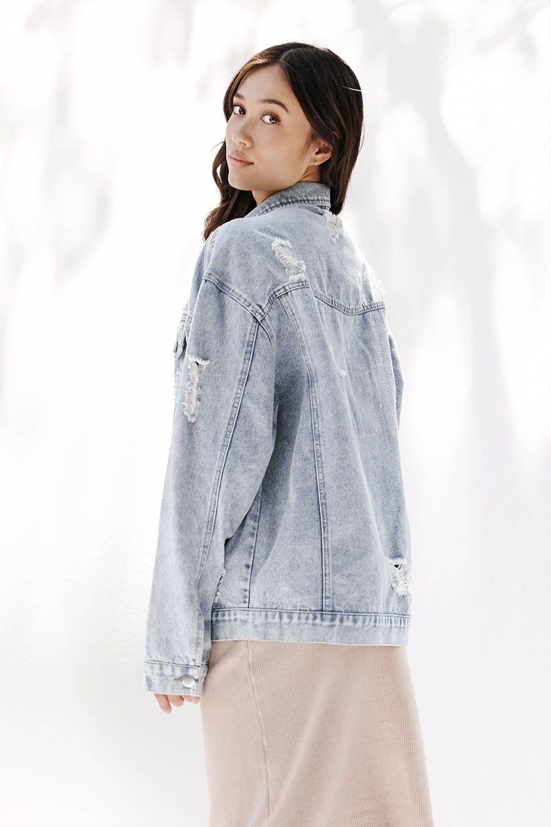 Distressed denim jacket - Miss Sparkling