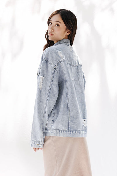 Distressed denim jacket - Miss Sparkling