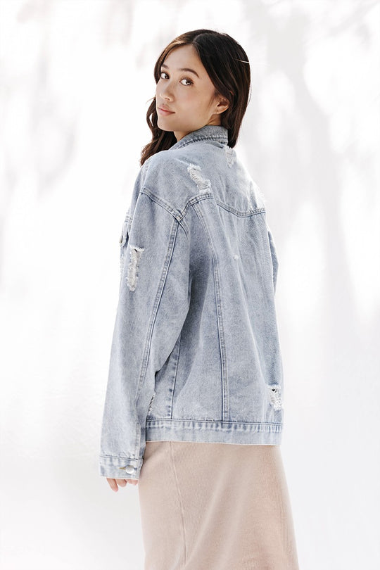 Distressed denim jacket - Miss Sparkling