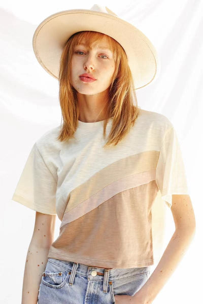 Asymmetrical color block t-shirt - Miss Sparkling
