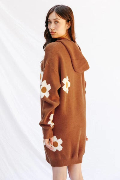 Flower hoodie sweater dress