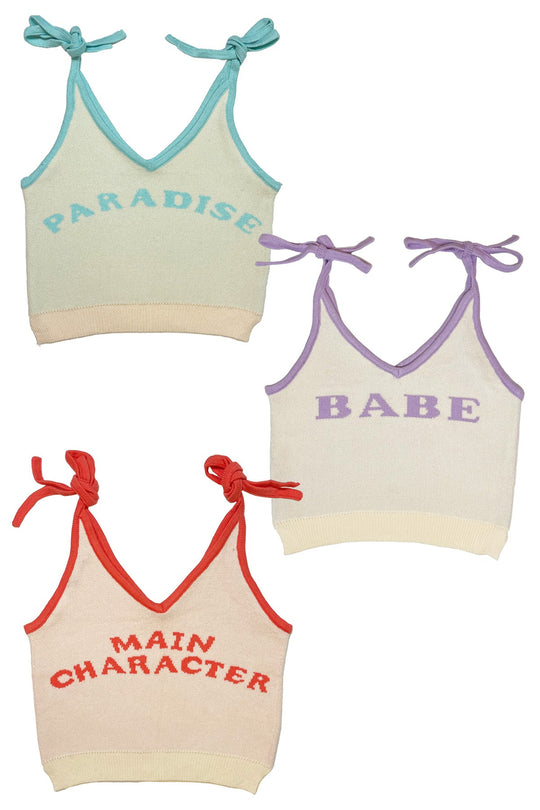 Tie strap sweater tank - Miss Sparkling