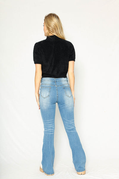 Fuzzy mock collar top - Miss Sparkling