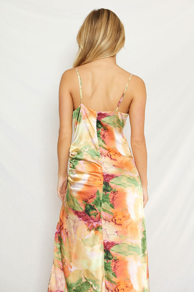 V-Neck Satin Dress - Miss Sparkling