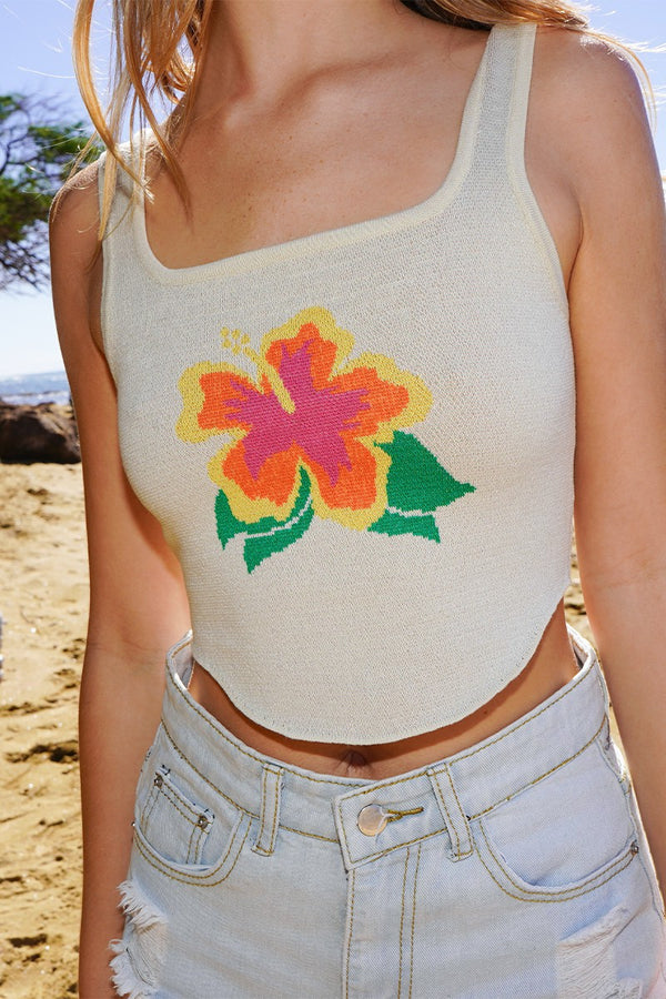 Hibiscus Crop Tank Top - Miss Sparkling