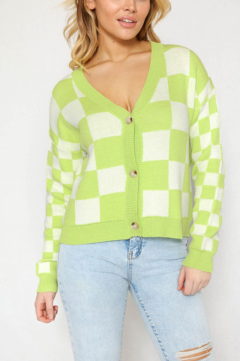 Checkered Cardigan - Miss Sparkling