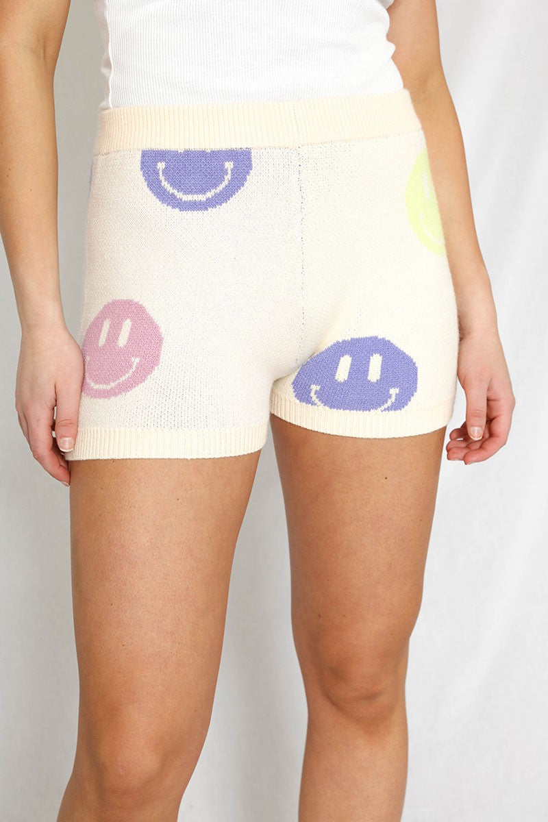 Smiley Face Knit Shorts
