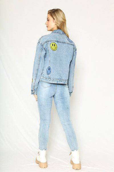 Smiley Denim Jacket - Miss Sparkling