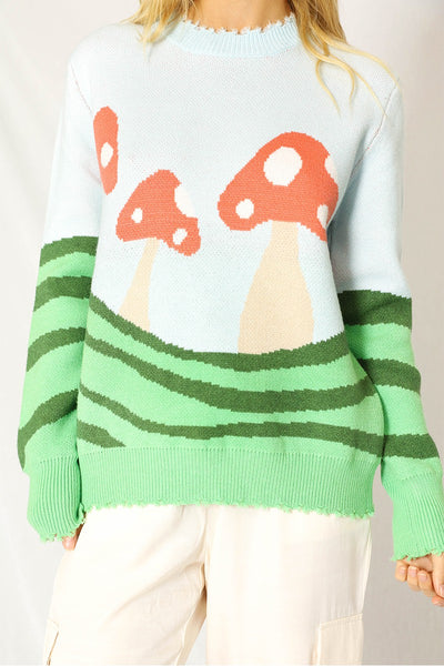 Mushroom Field Knit Sweater - Miss Sparkling