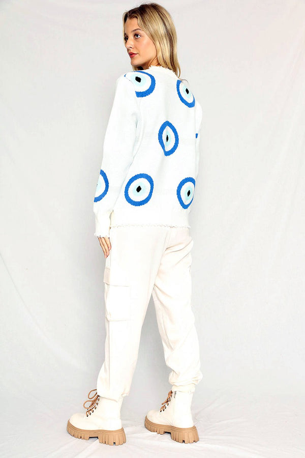 Evil eye knit sweater - Miss Sparkling
