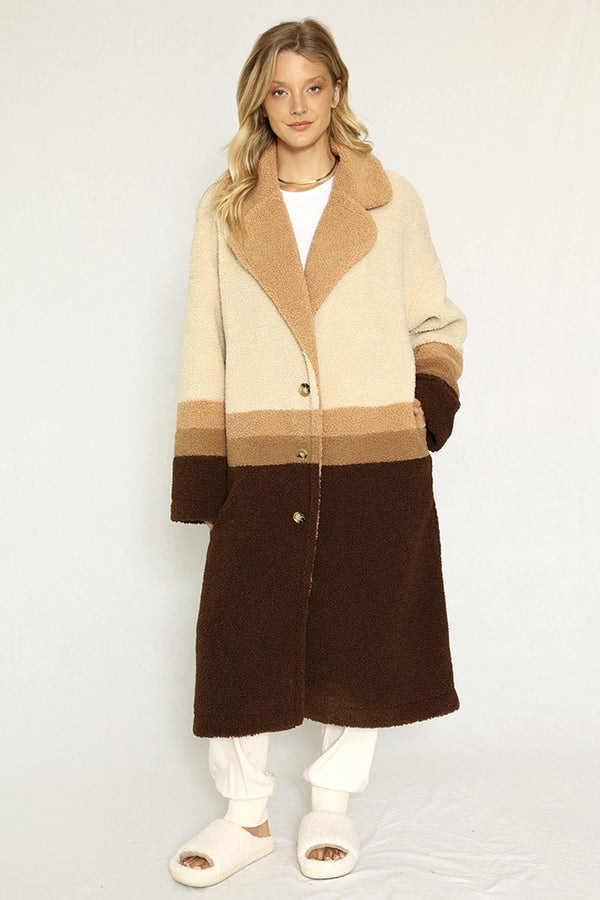 Color block teddy coat - Miss Sparkling